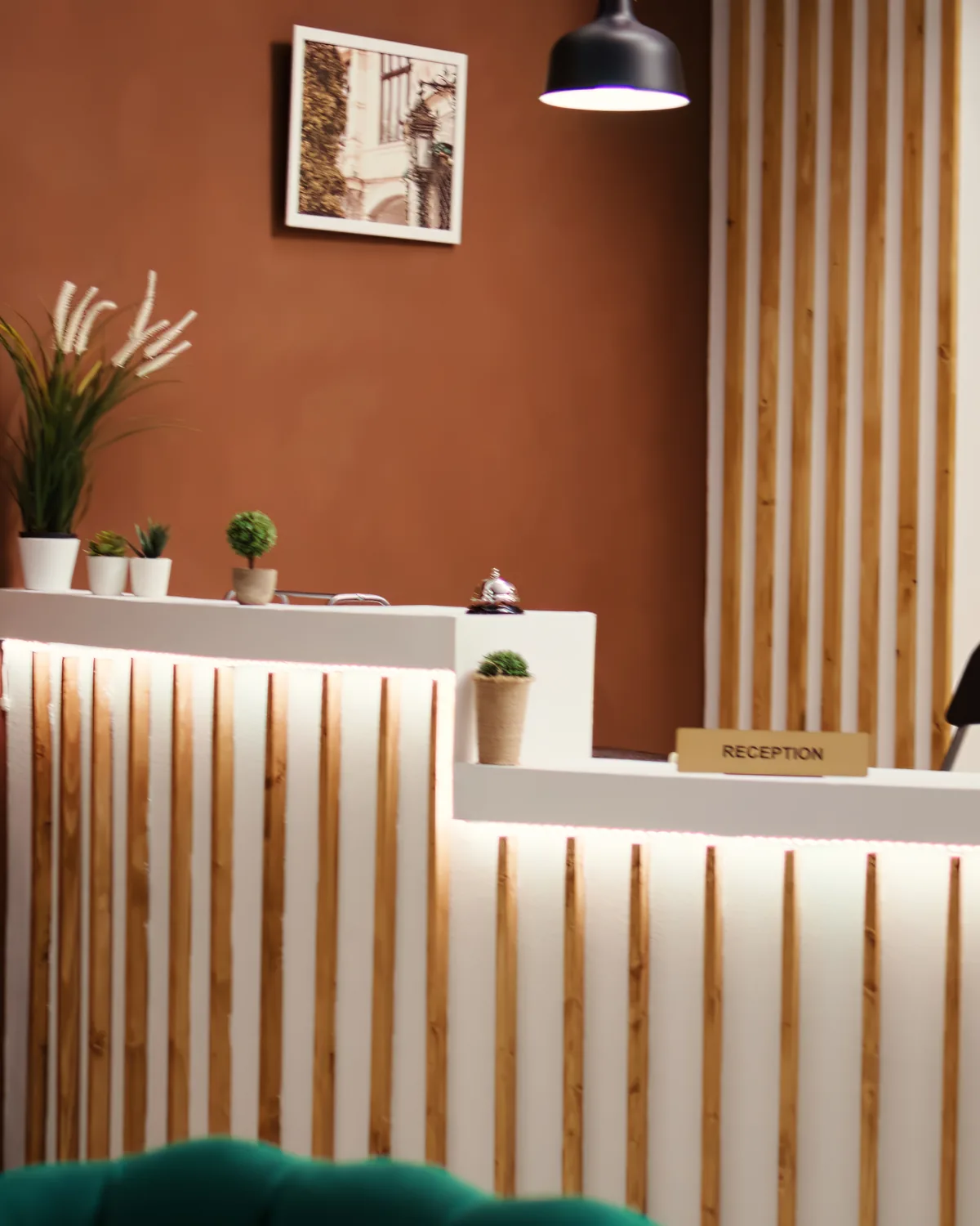 Przytulna strefa relaksu przy recepcji Bas Clinic we Wrocławiu